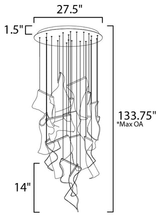 ET2 E24877-133 Rinkle 28"W LED Multi Light Abstract Pendant - Brushed Gunmetal