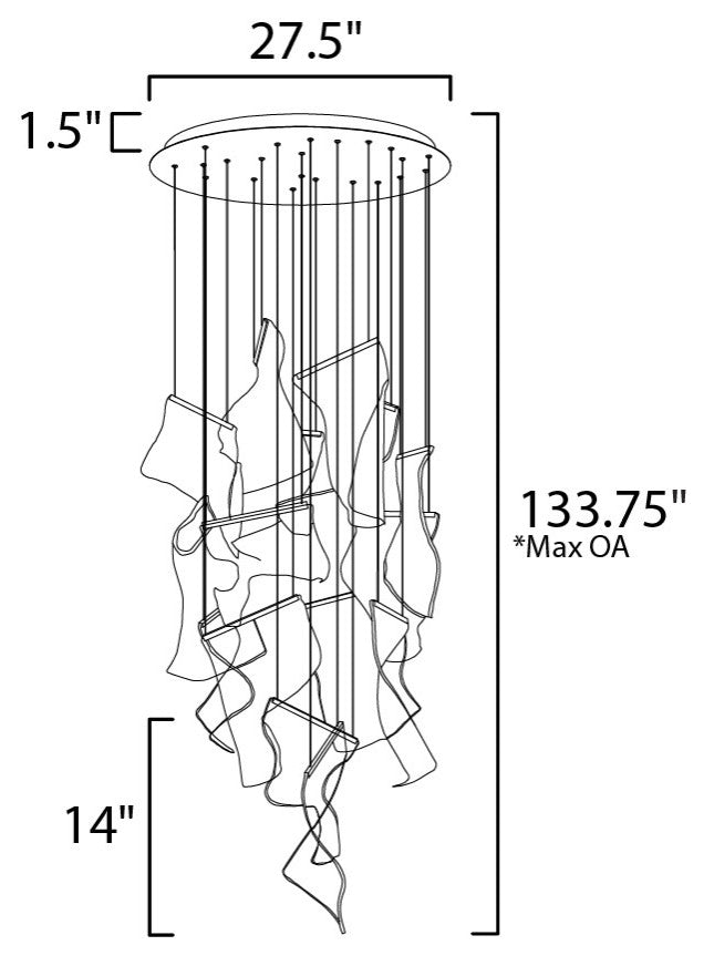 ET2 E24877-133 Rinkle 28"W LED Multi Light Abstract Pendant - Brushed Gunmetal