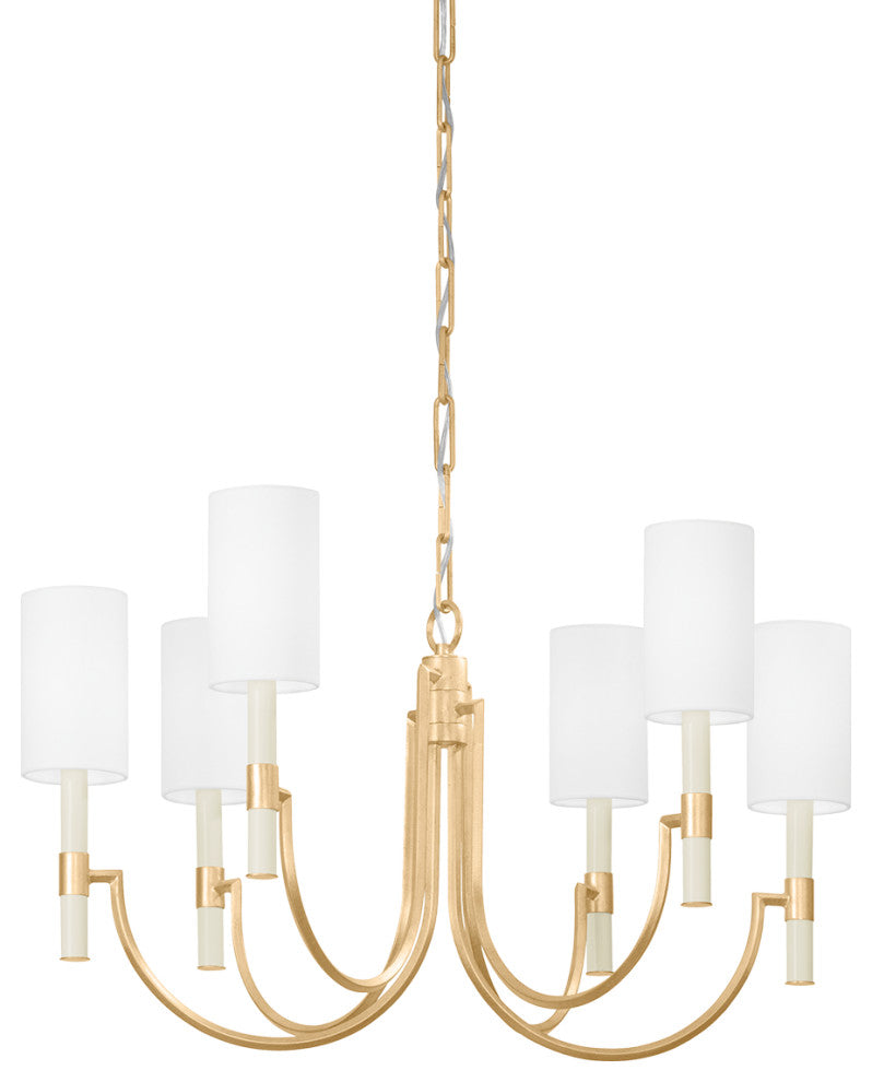 6-Light Chandelier, Vintage Gold Leaf