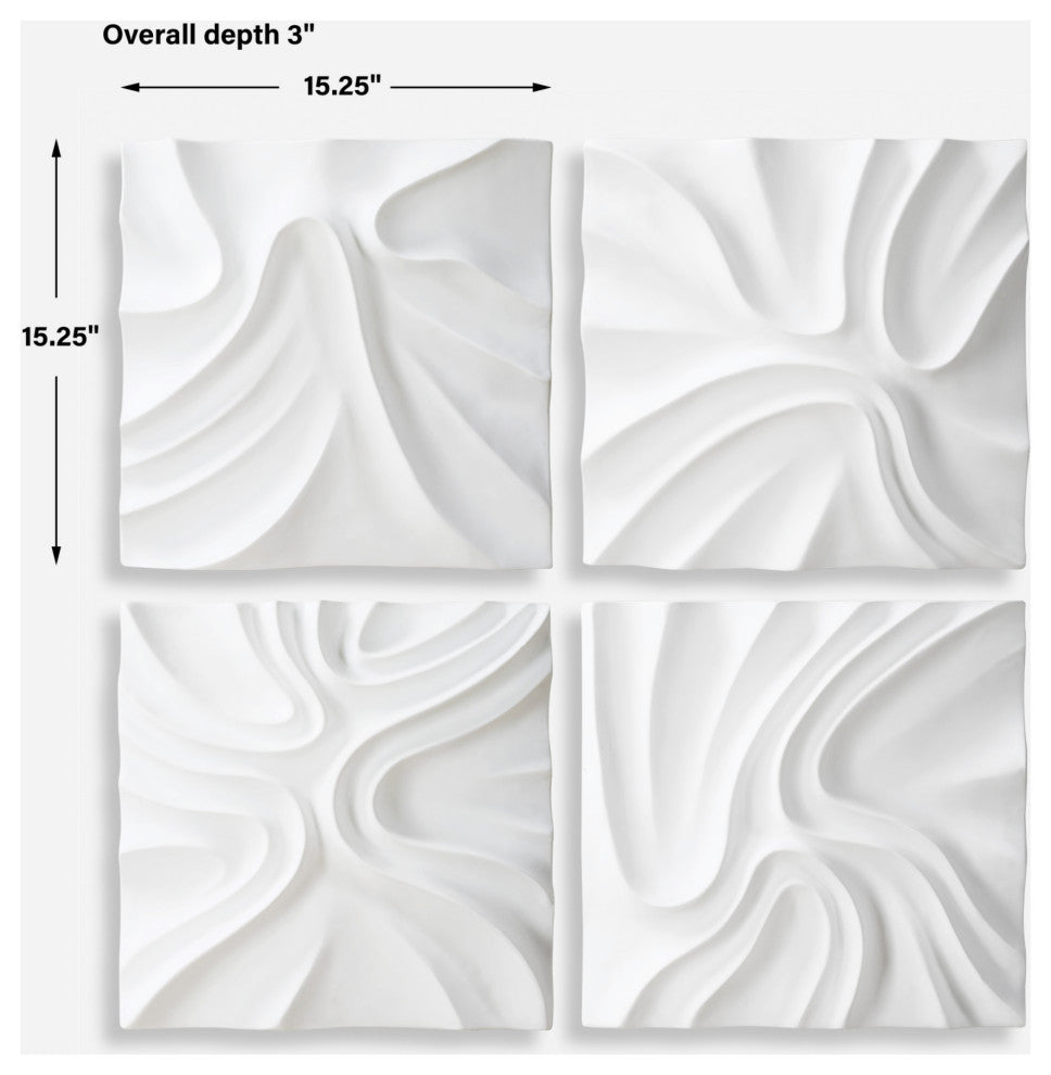 Uttermost 04368 Snowdrift 15" x 15" Sculptural Wall Panels - Set - White