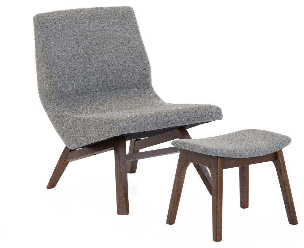 Modrest Whitney Modern Charcoal and Walnut Accent Chair and Ottoman
