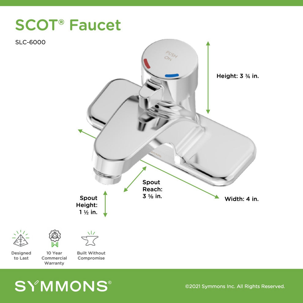 Scot Single Handle Centerset Metering Faucet, Chrome