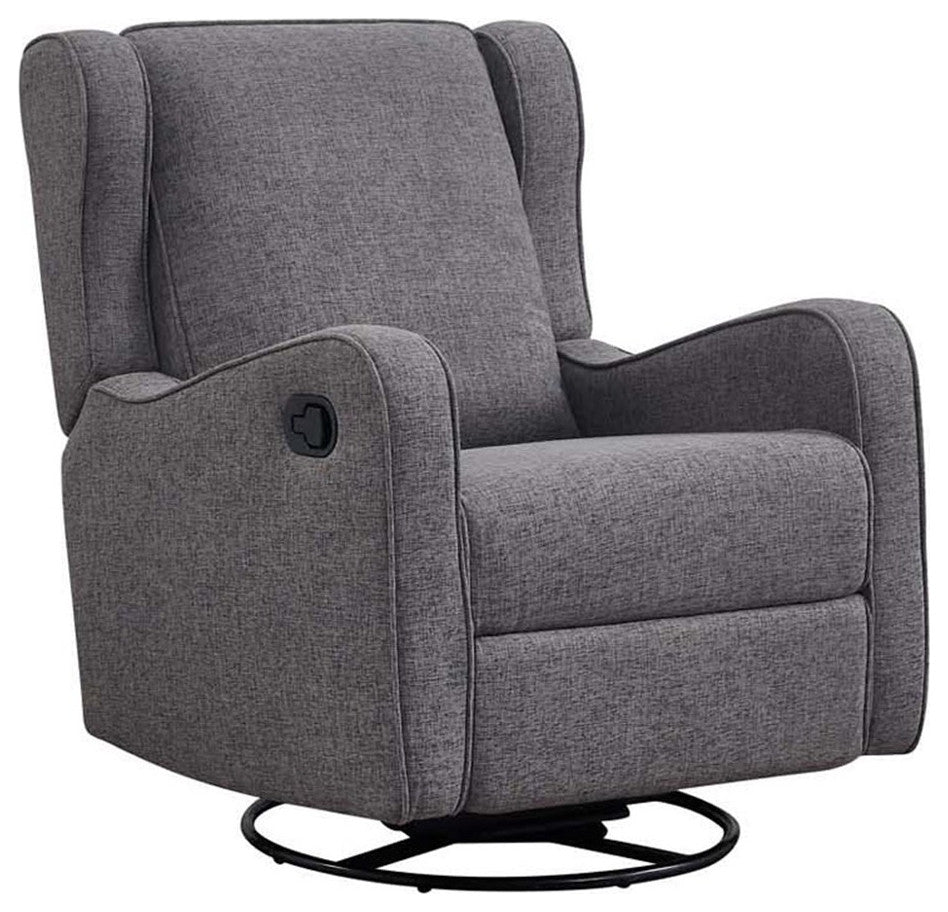 Westwood Design Skylar Fabric Manual Swivel Glider and Recliner in Steel Gray
