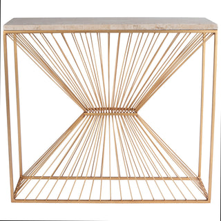 Butler Cosmo Fossil Stone and Metal Console Table