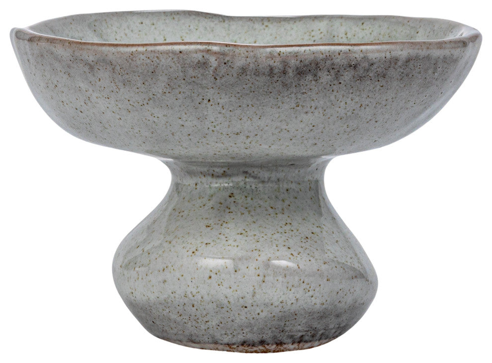 Speckled Stoneware Organic Shaped Footed Dish, White