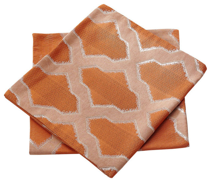 Safi Jacquard Lumbar 2 Pieces Pillow Shell Set, Burnt Orange, 14"x26