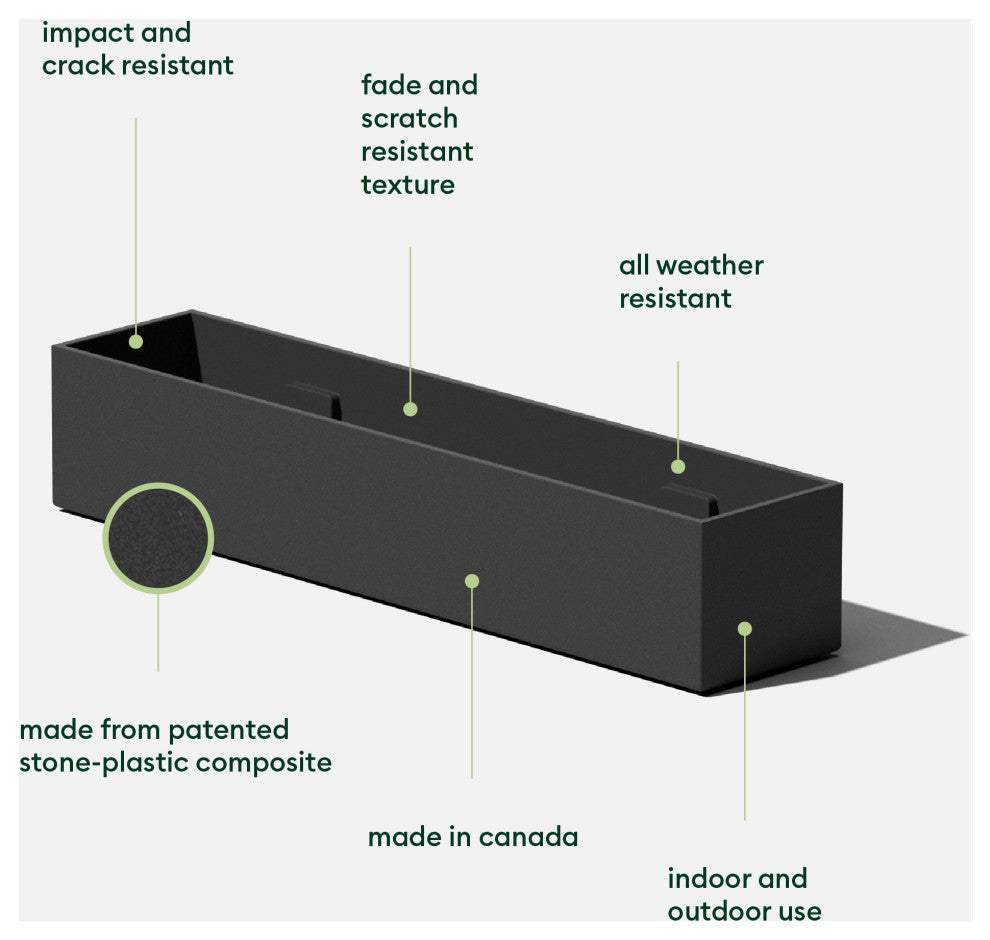 GEO Series Plastic Planter, Black, Short, 2 Pack