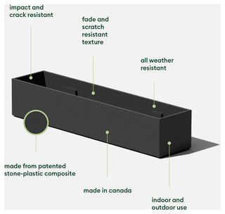 GEO Series Plastic Planter, Black, Short, 2 Pack