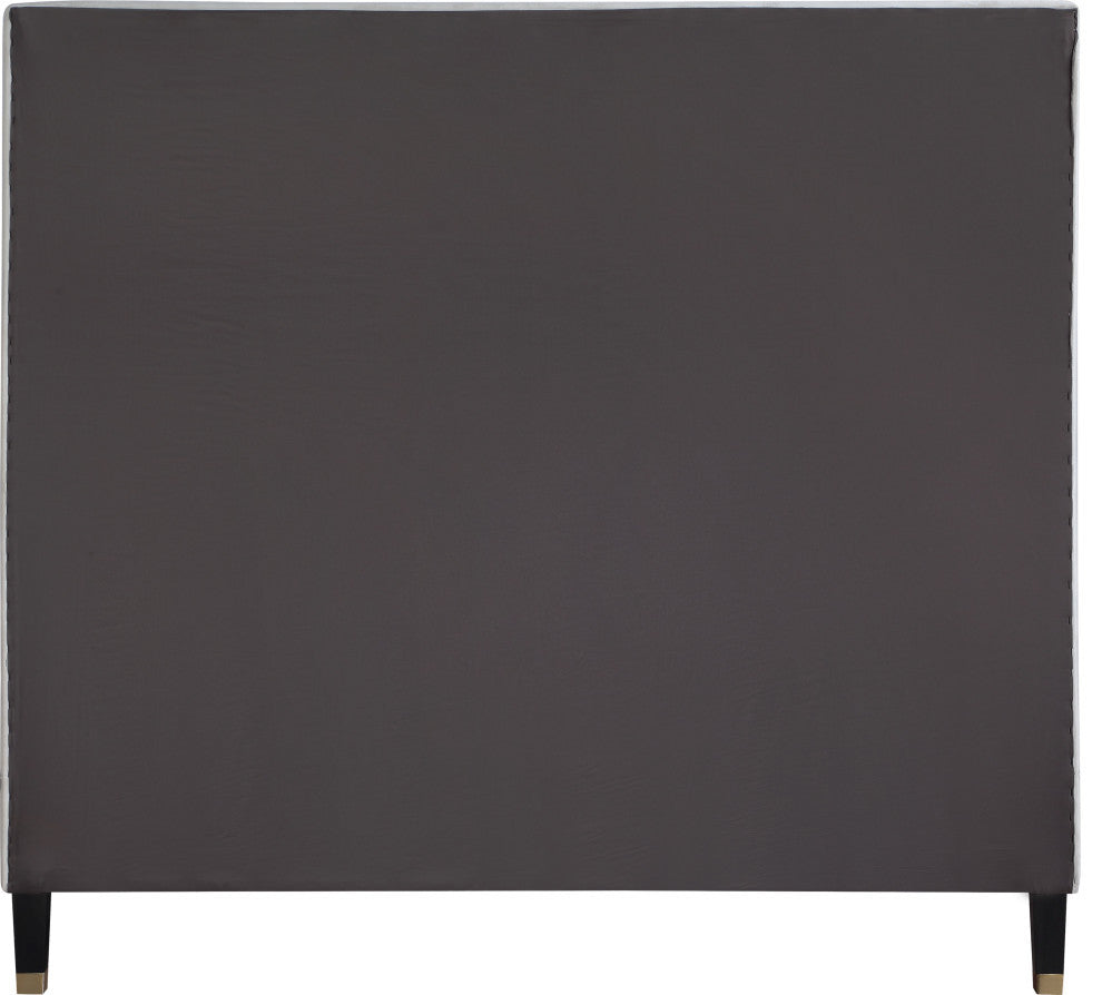 Harlie Velvet Upholstered Bed, Cream, Queen