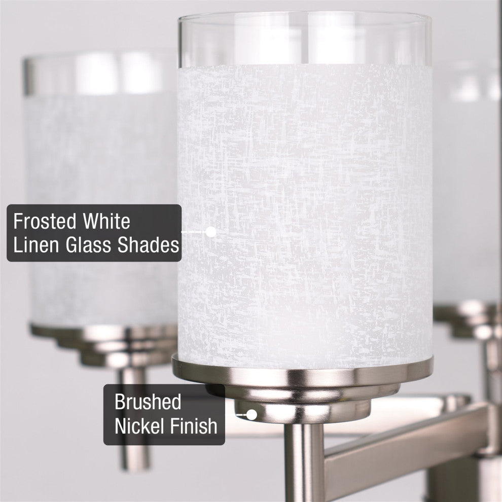 Kira Home Windsor 19" / Chandelier, Frosted White Linen Glass Shades
