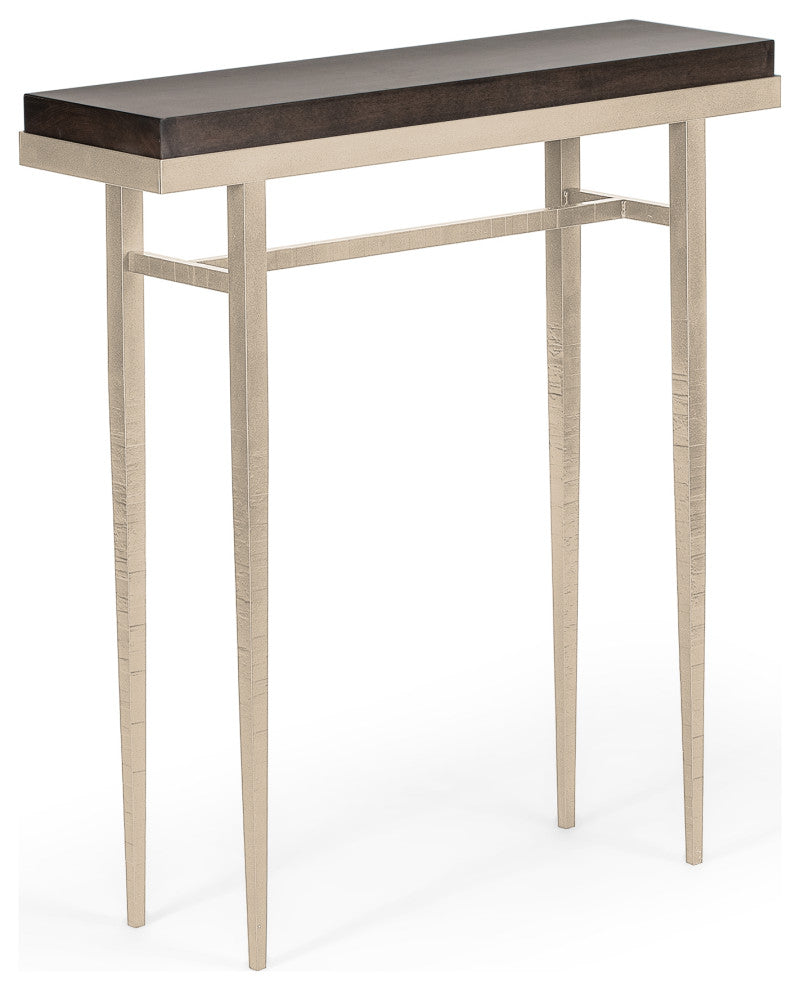 Wick 30" Console Table, Soft Gold Finish, Maple Espresso Accents