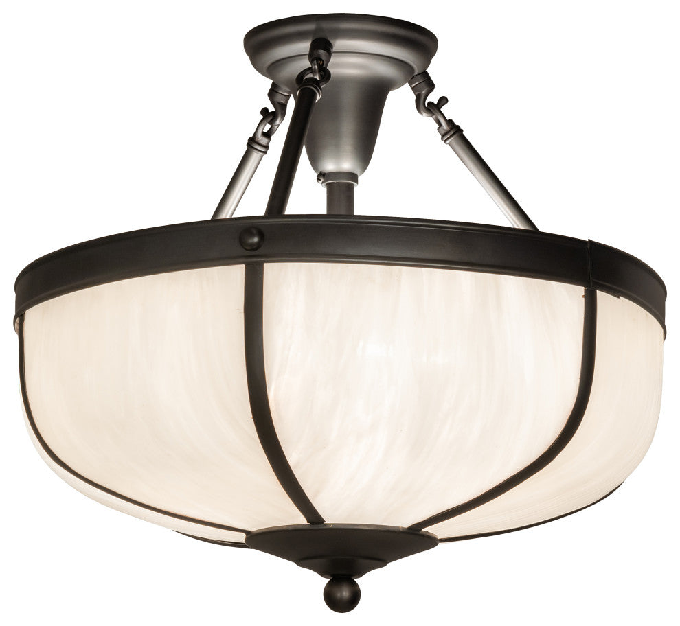 18" Wide Arts and Crafts Dome Semi-Flushmount