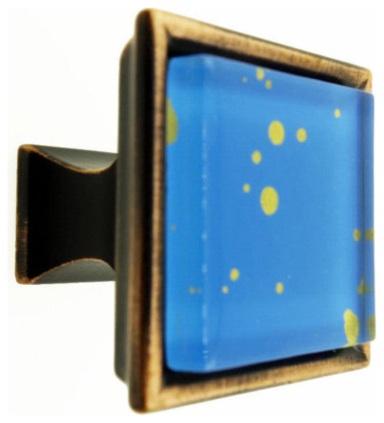 Blue Gold Enigma Crystal Glass Oil Rubbed Bronze Madison Classic Knob
