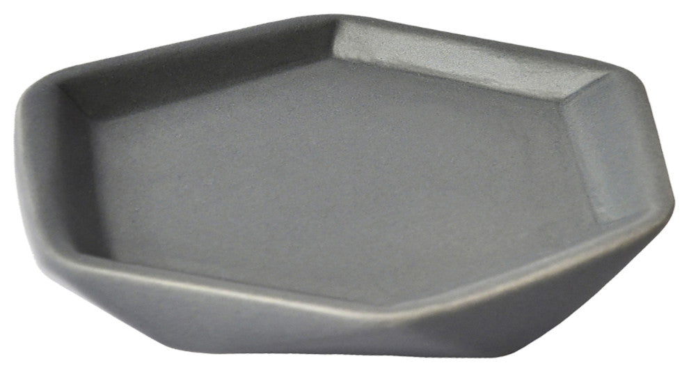 Bathroom Soap Dish Cup Diamond Stoneware White, Grey