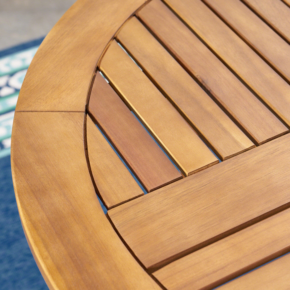 GDF Studio Baia Outdoor 70" Oval Acacia Wood Dining Table, Teak