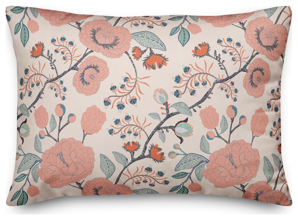 Pink Navy Floral 14x20 Spun Poly Pillow