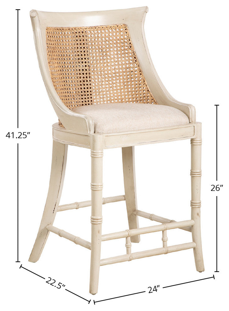 Spoonback 41" Tall Counter Stool, Cream
