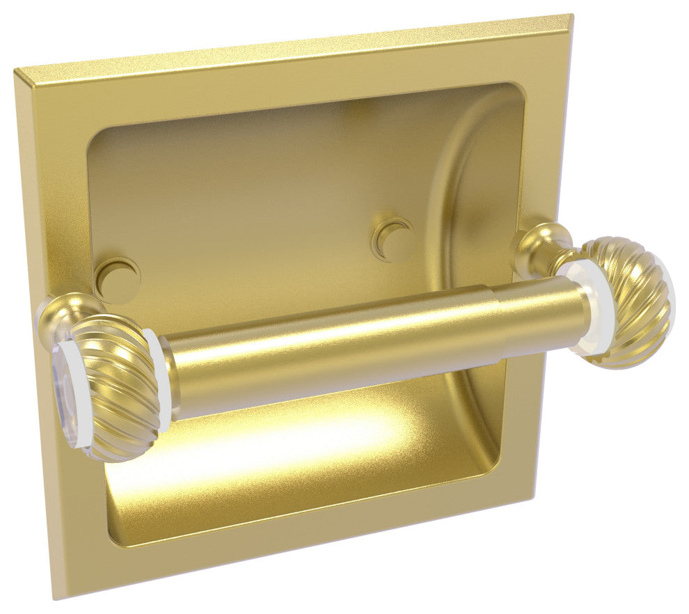 Pacific Grove Recessed Toilet Paper Holder with Twist Accent, Satin Brass
