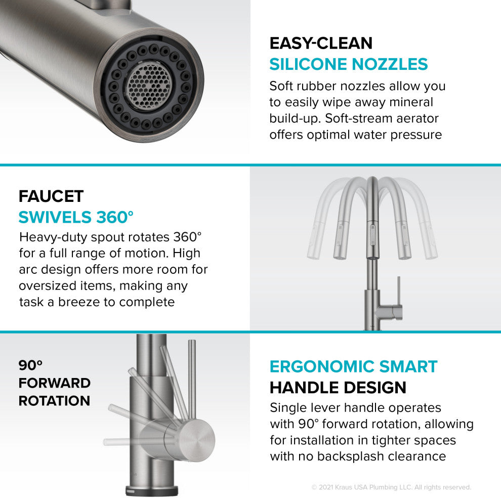 Oletto Pull-Down 1-Hole Kitchen Faucet, Chrome, Model Ktf-3104ch
