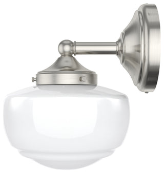 Saddle Creek Brushed Nickel, Cased White Glass 1 Light Sconce Wall Light