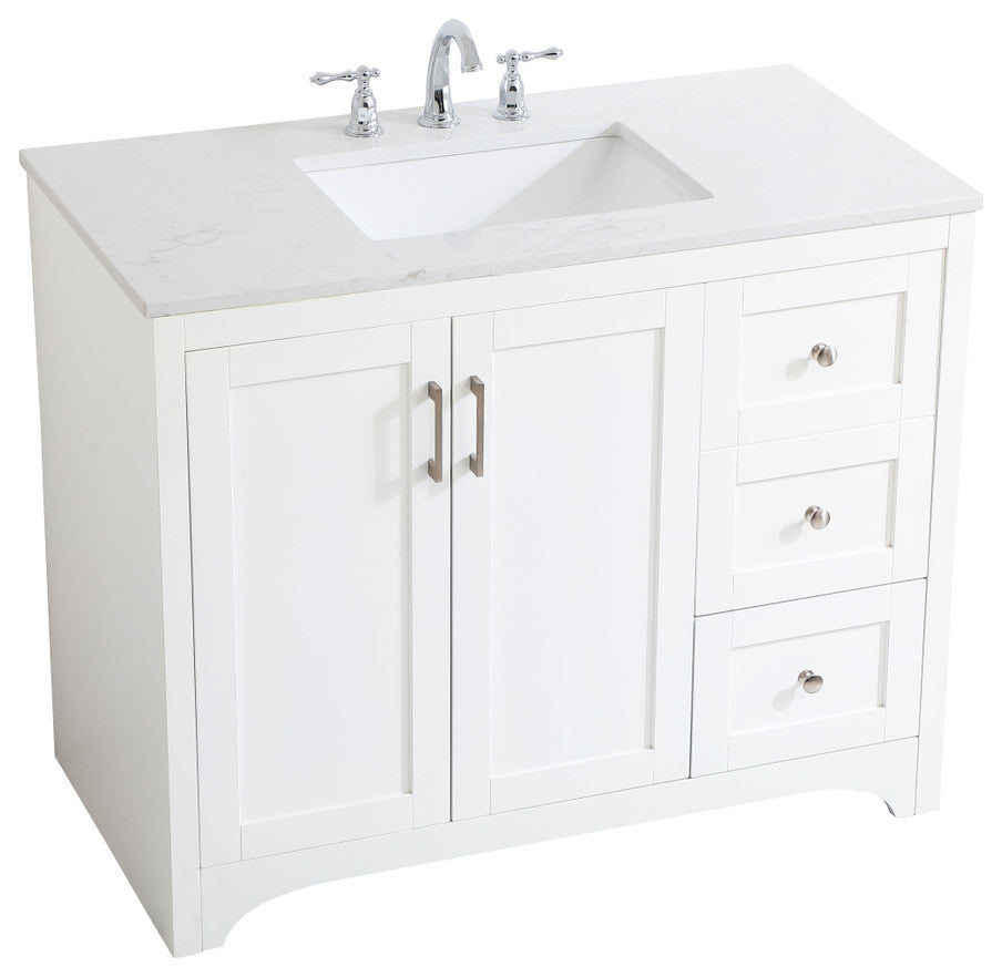 42" Single Bathroom Vanity, White
