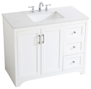 42" Single Bathroom Vanity, White