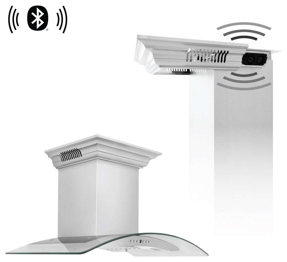 30" ZLINE CrownSound Ducted Vent Wall Mount Range Hood, KN4CRN-BT-30