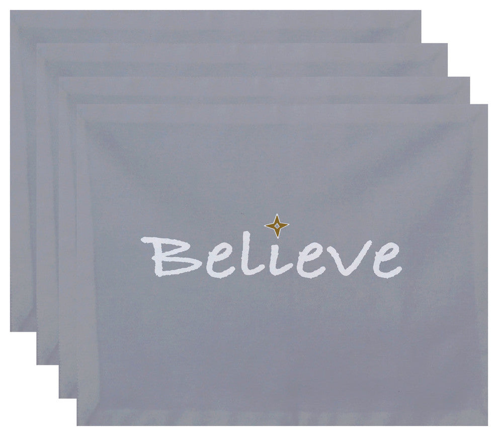 18"x14" Believe, Word Print Placemat, Gray, Set of 4