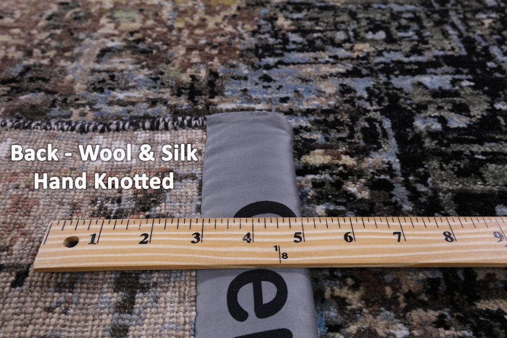 4' 1" X 6' 2" Wool and Silk Handmade Abstract Rug Q8895
