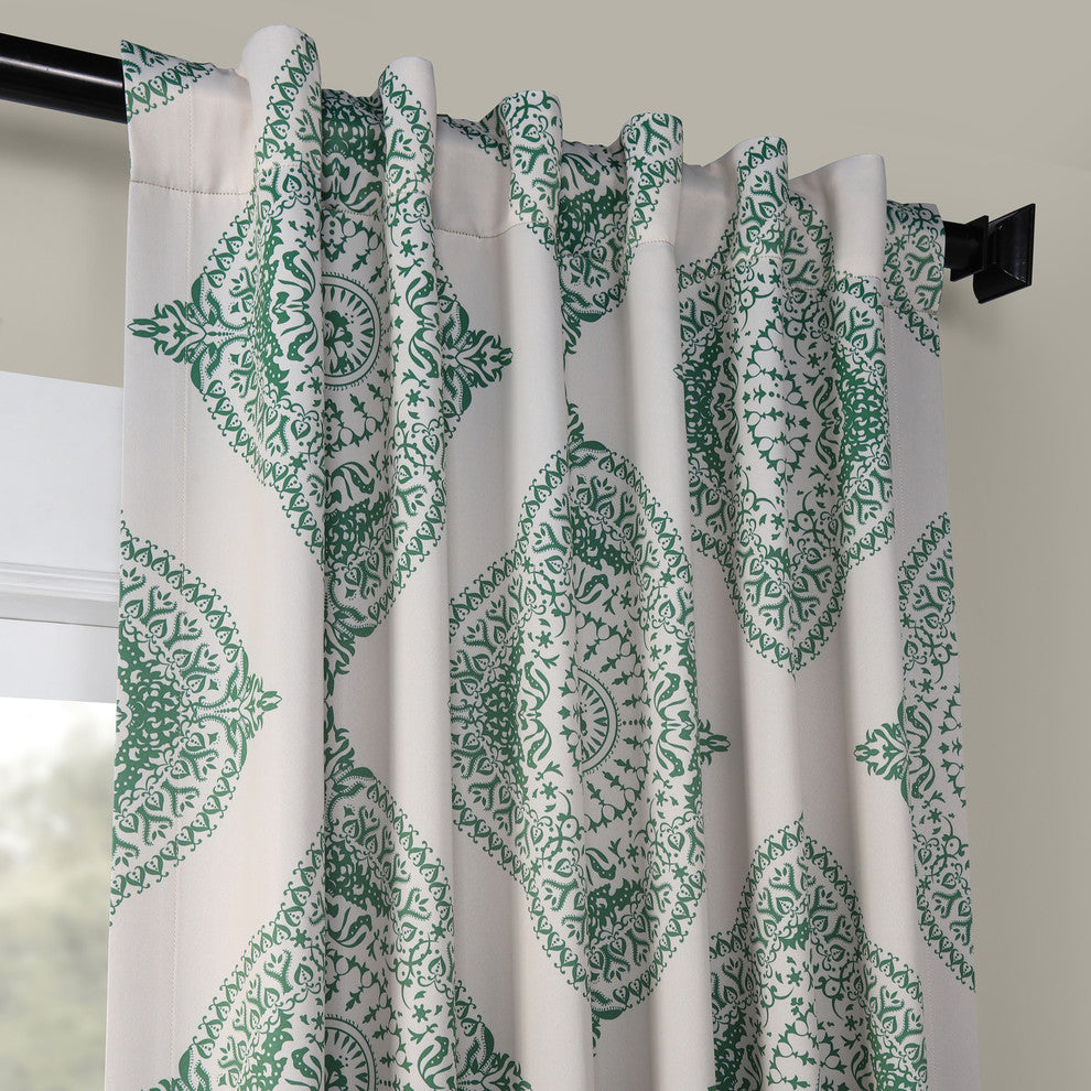 Henna Clover Blackout Room Darkening Curtain, Set of 2, Clover, 50"x108"