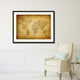 Ancient World Map Print On Canvas With Black Frame, 16" X 21"