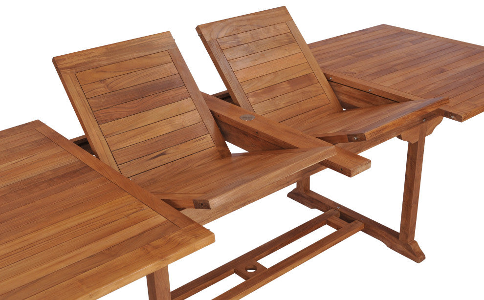 Teak Wood Italy Rectangular Double Extension Outdoor Patio Dining Table