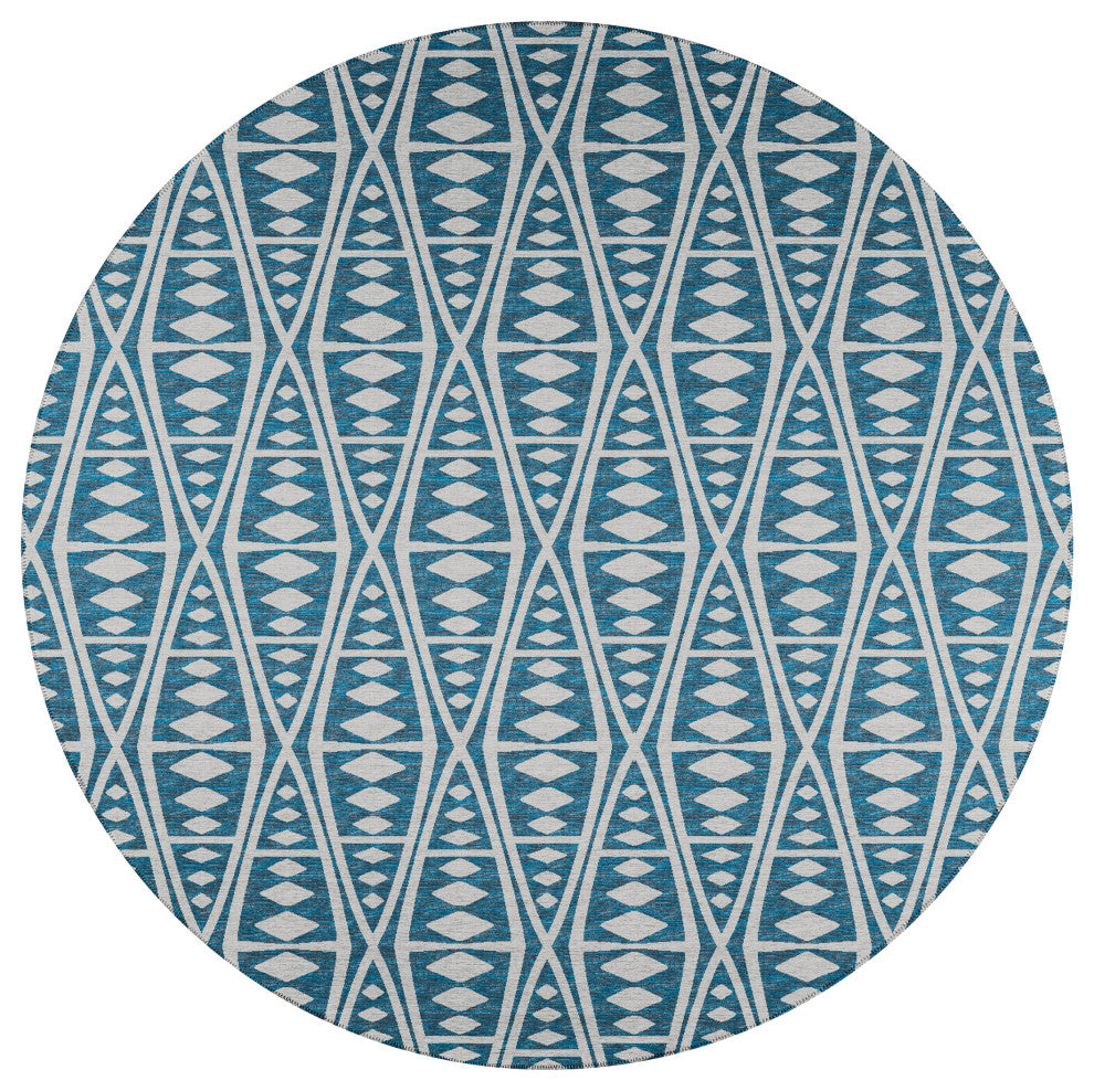 Indoor/Outdoor Sedona SN6 Indigo Machine Washable 10' x 10' Round Rug