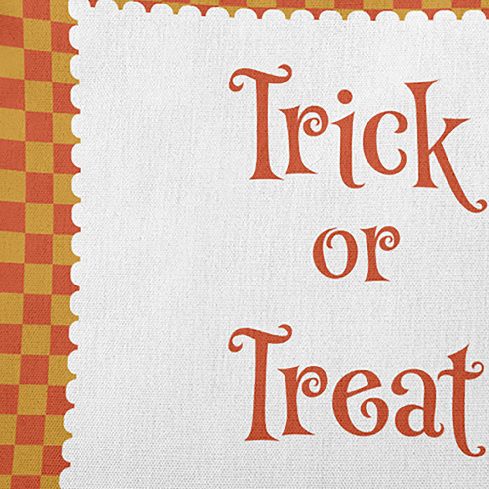 Halloween Trick or Treat Checks Accent Pillow, Rust, 18"x18"