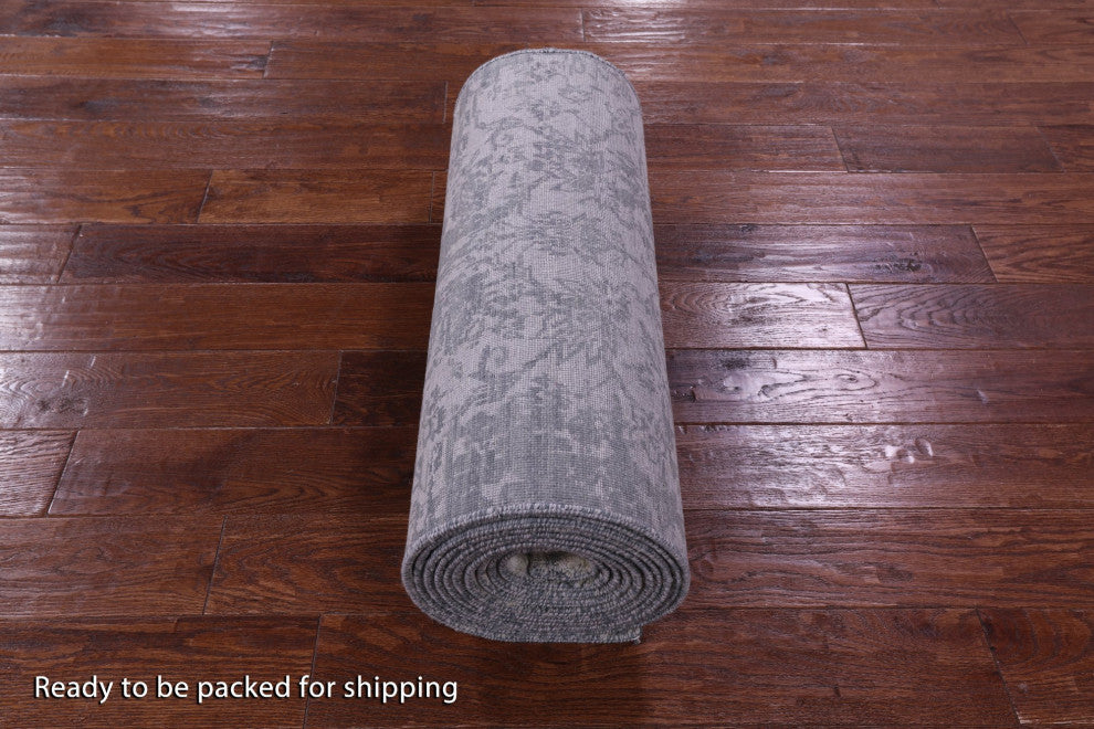 Wool and Silk Handmade Modern Runner Rug 2' 6" X 17' 8" Q11781