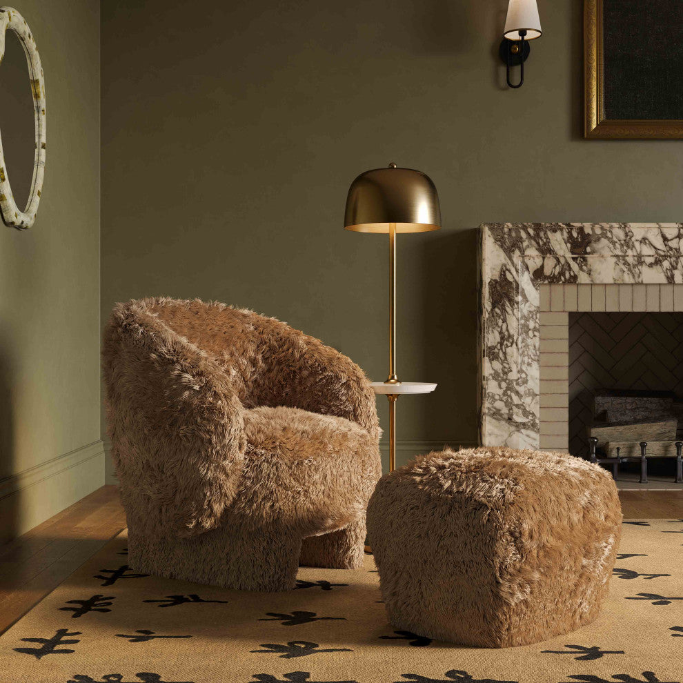 Kiki Vegan Shearling Accent Chair, Taupe