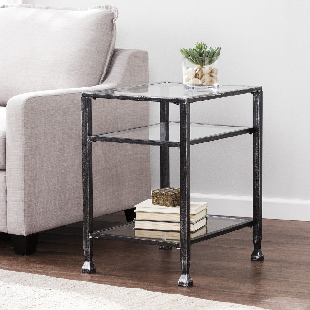 Guthrie Metal End Table, Distressed Black