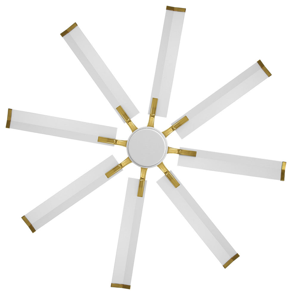 Modern Industrial 8-blade DC Motor Ceiling Fan with Remote Control, White/Gold, 72", Without Light