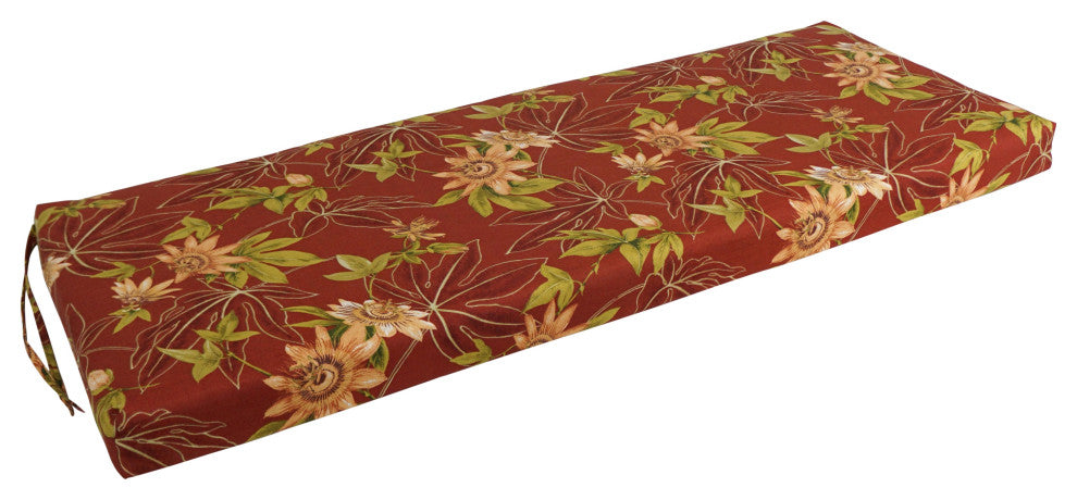 51"X19" Patterned Outdoor Spun Polyester Loveseat Cushion, Passion Ruby