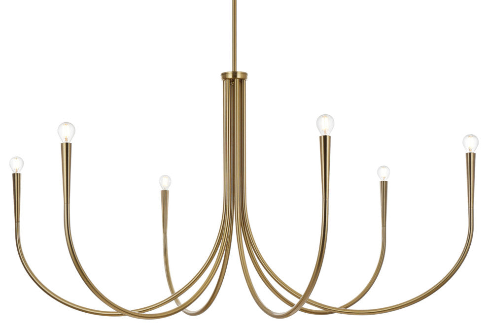 Elegant Lighting LD722D55 Layne 6 Light 55"W Taper Candle Style - Brass