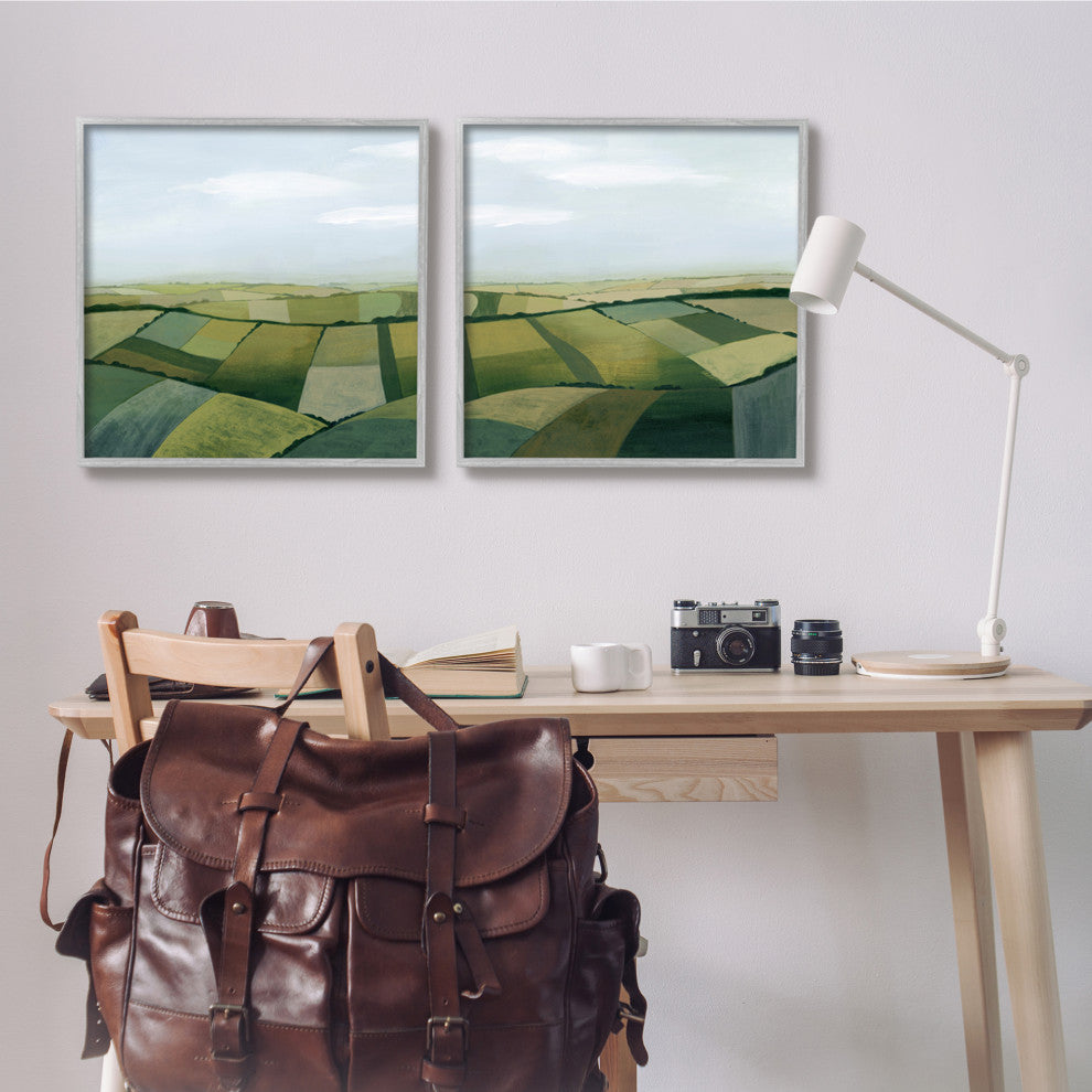 Rolling Hill Farm Crop Landscape Patchwork Grass Fields,24 x 24