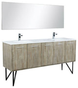 Lancy Modern 72" Rustic Acacia Double Sink Bathroom Vanity Set, Labaro Brushed N