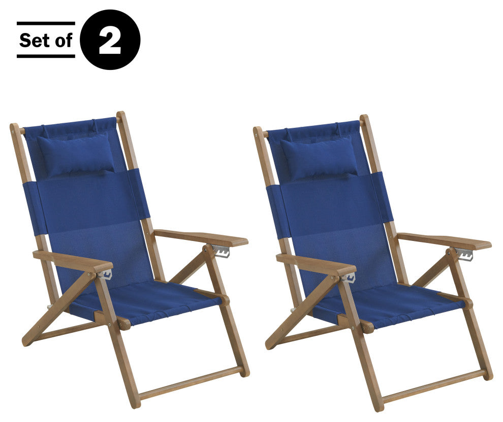 2 Beach Chair Outdoor Weather-Resistant Wood Folding Chair With Backpack Straps