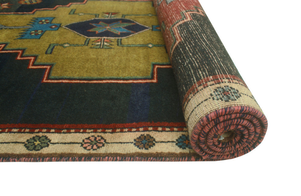 Fine Vintage Distressed Sekayi Charcoal/Burgundy Runner, 3'3x13'0