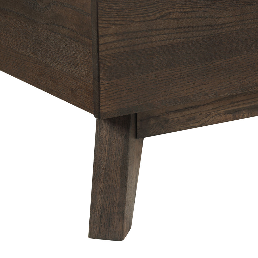 Astoria Platform Bed Frame in Oak with Black Faux Leather