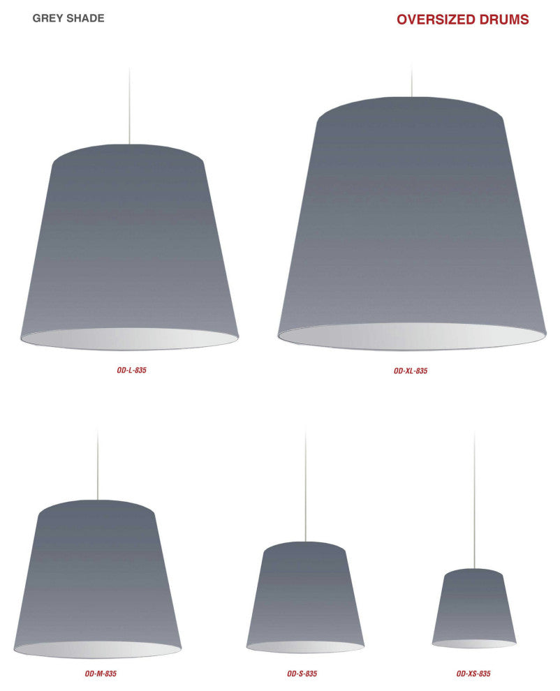 1 Light Oversized Drum Pendant Large Grey Shade