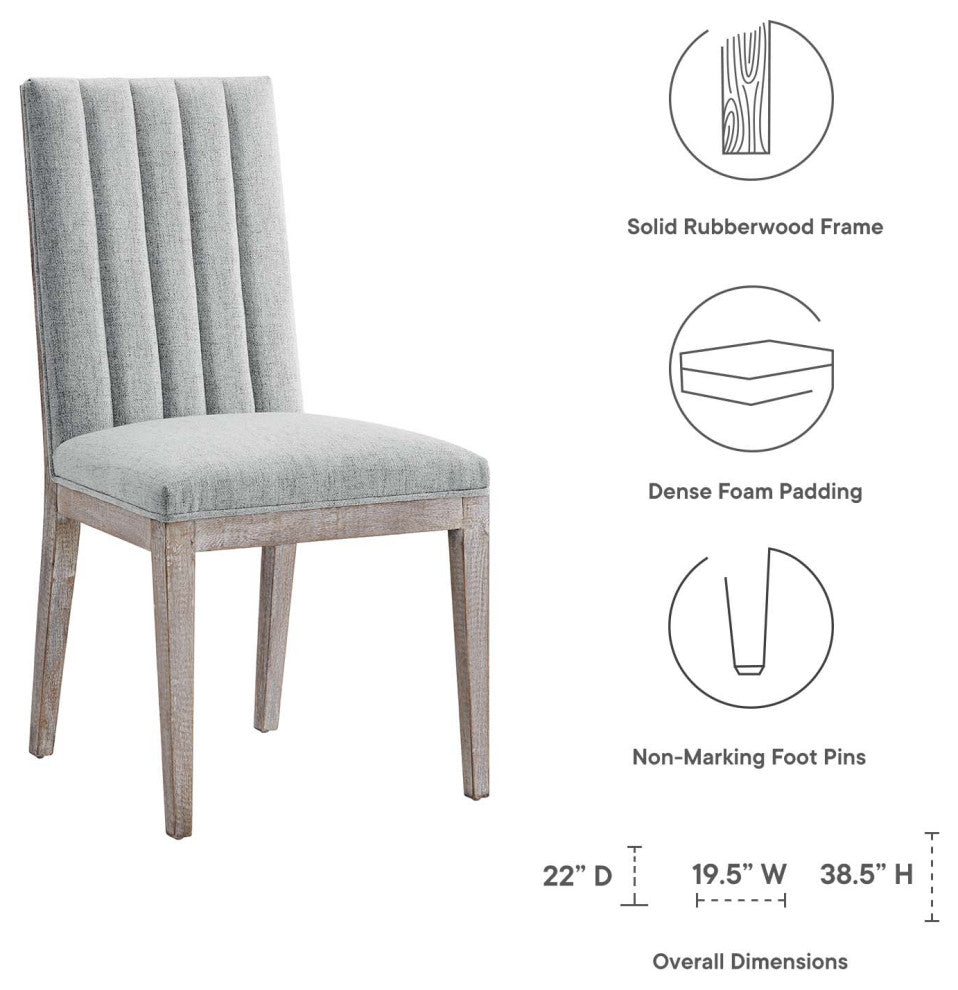 Maisonette French Vintage Tufted Fabric Dining Side Chairs Set of 2 - Light Gray
