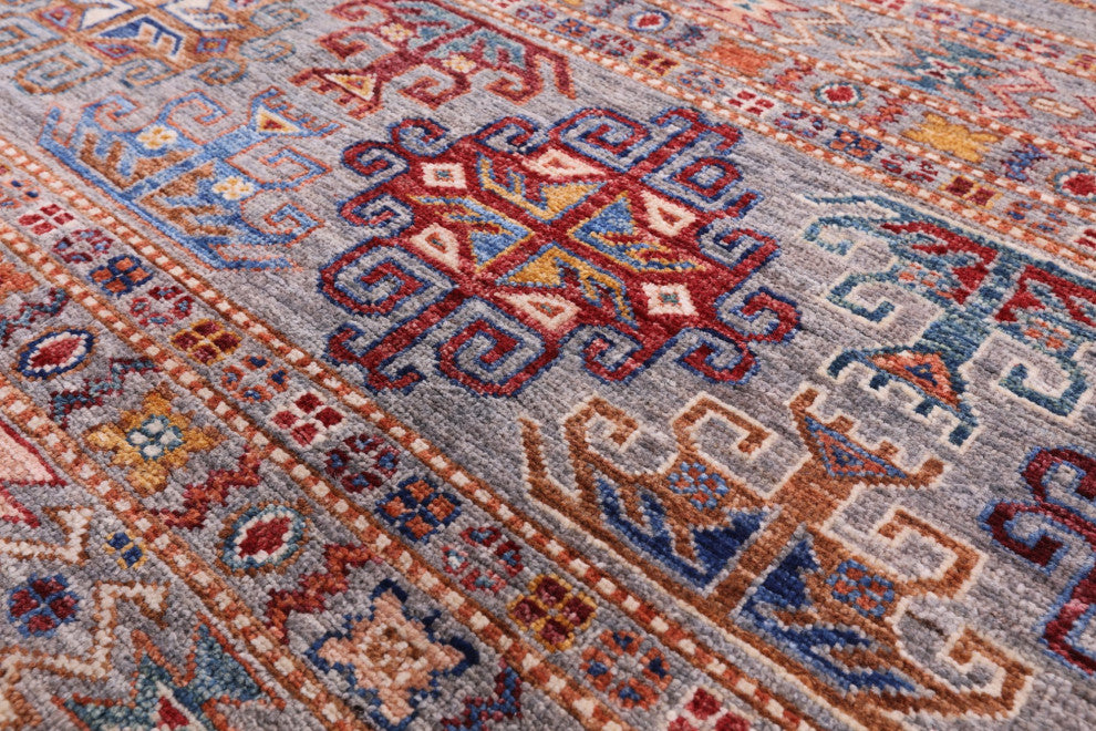 6' 11" X 9' 11" Super Kazak Khorjin Hand-Knotted Rug Q5339