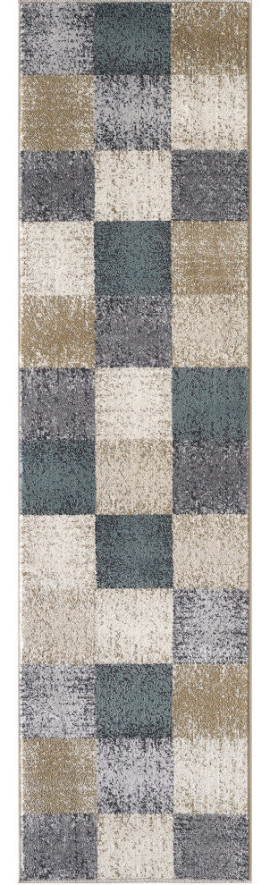 Avalon Checkered Area Rug, Ivory, 2' X 7'7 Runner