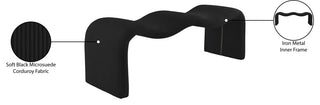 Willow Upholstered Bench, Black, Corduroy
